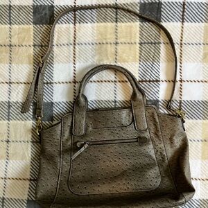 Merona dark gray faux ostrich Shoulder Bag with Adjustable Strap